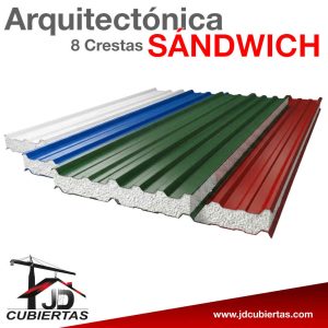 CUBIERTA-SANDWICH-EPS-ARQUITECTONICA DE COLORES ROJO AZUL VERDE, BLANCO