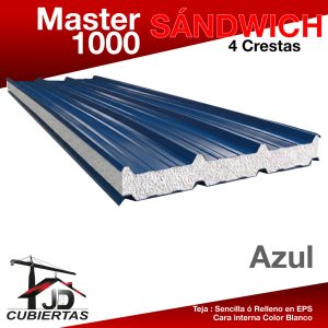 Cubierta Sandwich en EPS teja Master1000 master mil color Azul JD Cubiertas