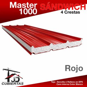 Cubierta Sandwich en EPS teja Master1000 master mil color Rojo JD Cubiertas