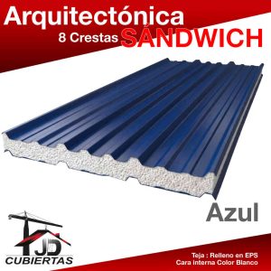 Cubierta Sandwich en EPS teja arquitectonicacolor Azul JD Cubiertas