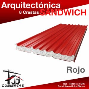 Cubierta Sandwich en EPS teja arquitectonicacolor rojo JD Cubiertas