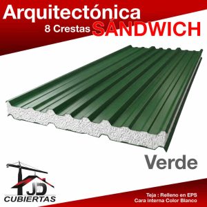 Cubierta Sandwich en EPS teja arquitectonicacolor verde JD Cubiertas