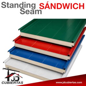 Cubierta standing seam calibre 24 26 y 28 plana o curva con o sin relleno termoacustico JDcubiertas