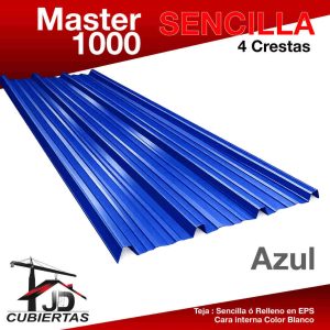 Teja color Blanco para todo tipo de proyectos lámina en Acero en CALIBRE 26 Sencilla MASTER 1000 - de 4 crestas Master mil sencilla JD Cubiertas