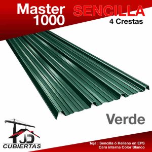 Teja Acero Calibre 26 Master mil teja de 4 crestas de color Verde Sencilla JDCubiertas a nivel nacional