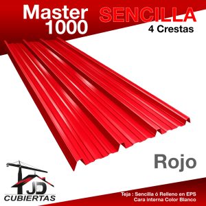 Teja Acero Calibre 26 Master mil teja de 4 crestas de color rojo Sencilla JDCubiertas a nivel nacional