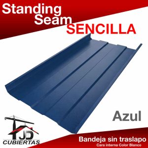 TEJA SENCILLA STANDING SEAM sencilla teja grafada a 90º COLOR AZUL RAL 5005 JD CUBIERTA