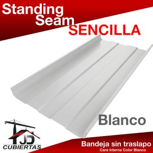 TEJA SENCILLA STANDING SEAM sencilla teja grafada a 90º COLOR BLANCO RAL 9002 JD CUBIERTA