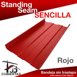 TEJA SENCILLA STANDING SEAM sencilla teja grafada a 90º COLOR ROJO RAL 3001 JD CUBIERTA