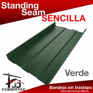 TEJA SENCILLA STANDING SEAM COLOR VERDE RAL 6005 - suministro e instalacion experta con JD CUBIERTAS a nivel nacional