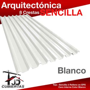 Teja color Blanco para todo tipo de proyectos lámina en CALIBRE 26 Sencilla Arquitectonica sencilla JD Cubiertas