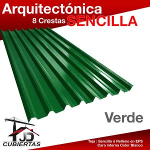 Teja color Verde para todo tipo de proyectos lamina en CALIBRE 26 Sencilla Arquitectonica sencilla