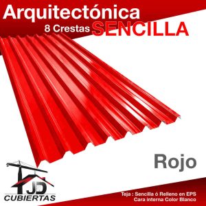 Teja color Rojo para todo tipo de proyectos lamina en CALIBRE 26 Sencilla Arquitectonica sencilla